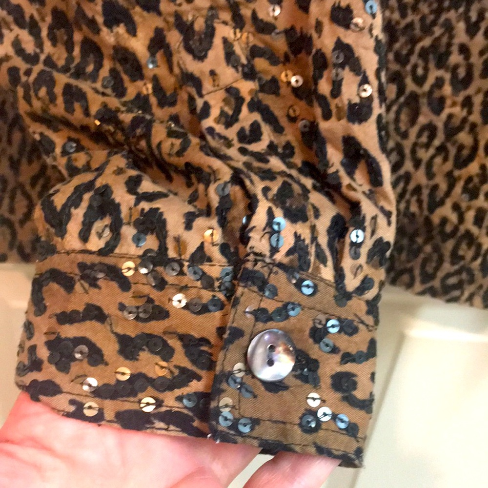 NWOT Leopard Print Sequin Jacket - Picture 7 of 10